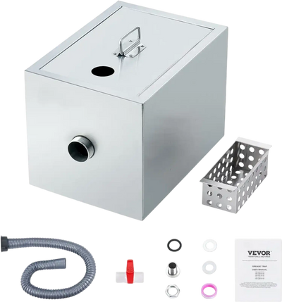 Vevor Grease Trap Commercial Stainless Steel 8 lbs Under Sink 2.8 GPM New