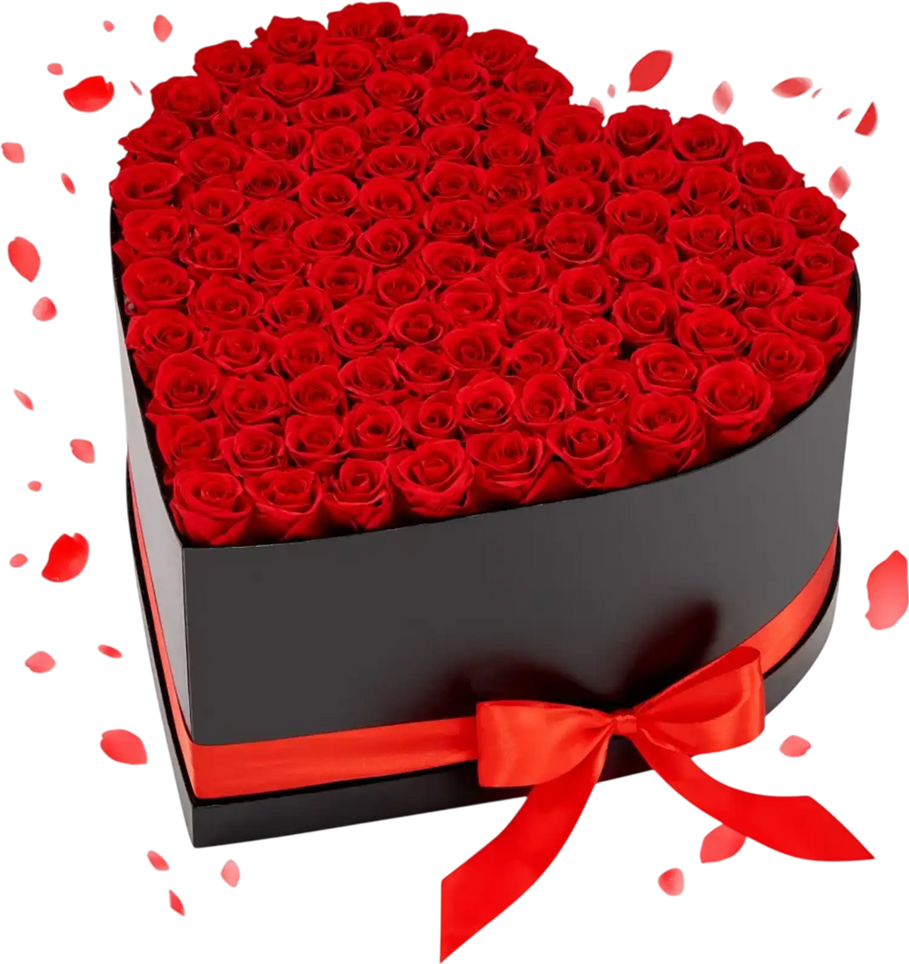 VEVOR Forever Flowers, 100 Preserved Roses in a Heart Shape Box, Eternal Flowers Immortal Bouquet Birthday Present for Women Her Wife Mothers, Anniversary, Valentine's Day,Christmas, Red