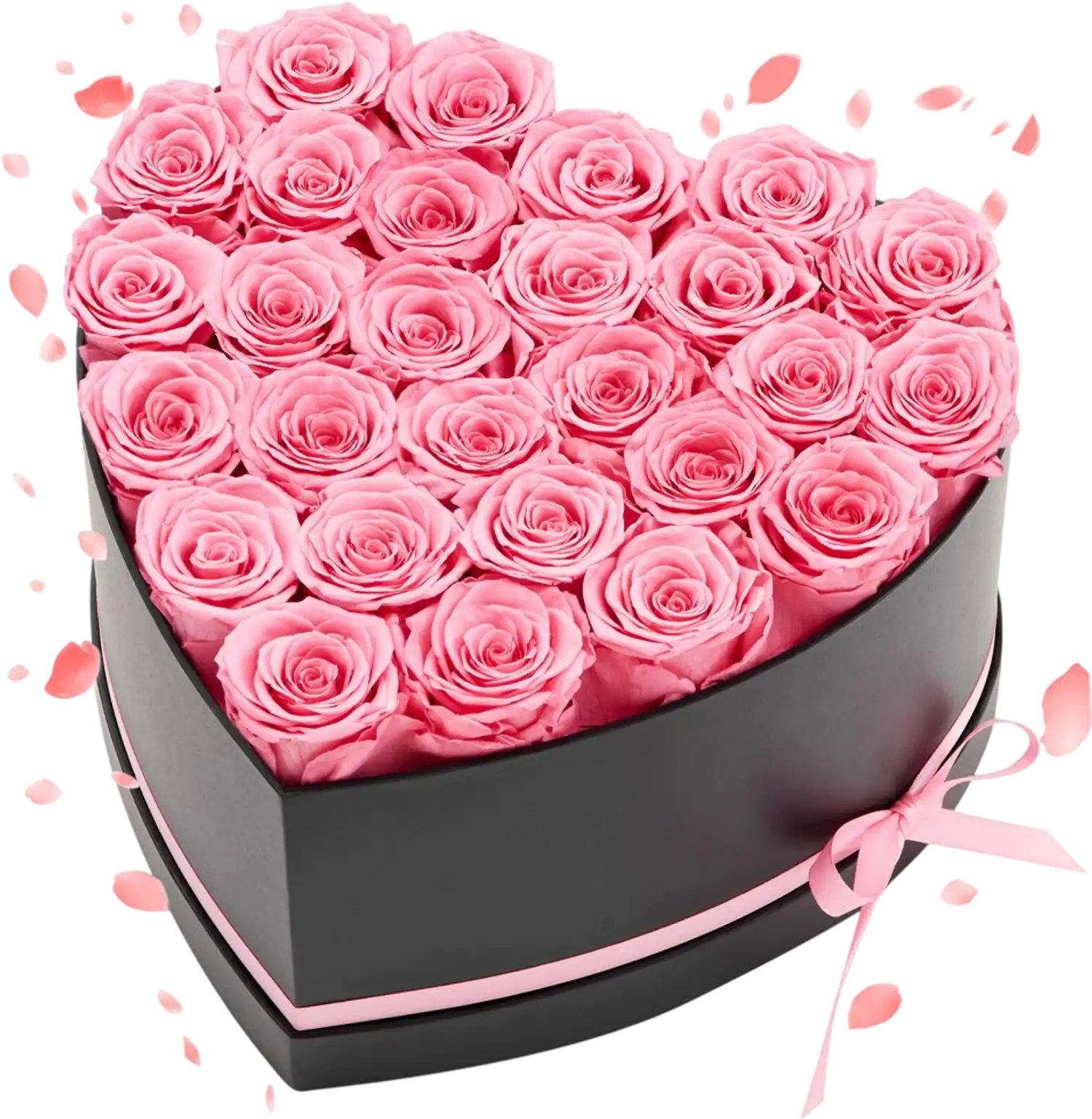 Vevor Preserved Flowers Pink 27-Rose Heart Box New