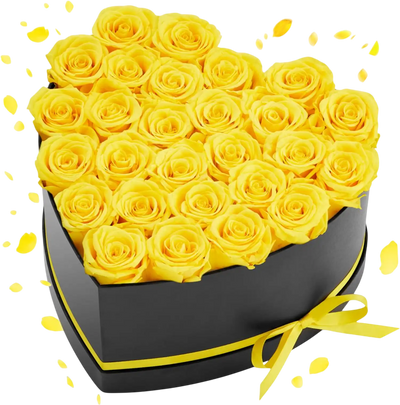 VEVOR Forever Flowers, 27 Preserved Roses in a Heart Shape Box, Eternal Flowers Immortal Bouquet Birthday Present for Women Her Wife Mothers, Anniversary, Valentine's Day,Christmas, Yellow