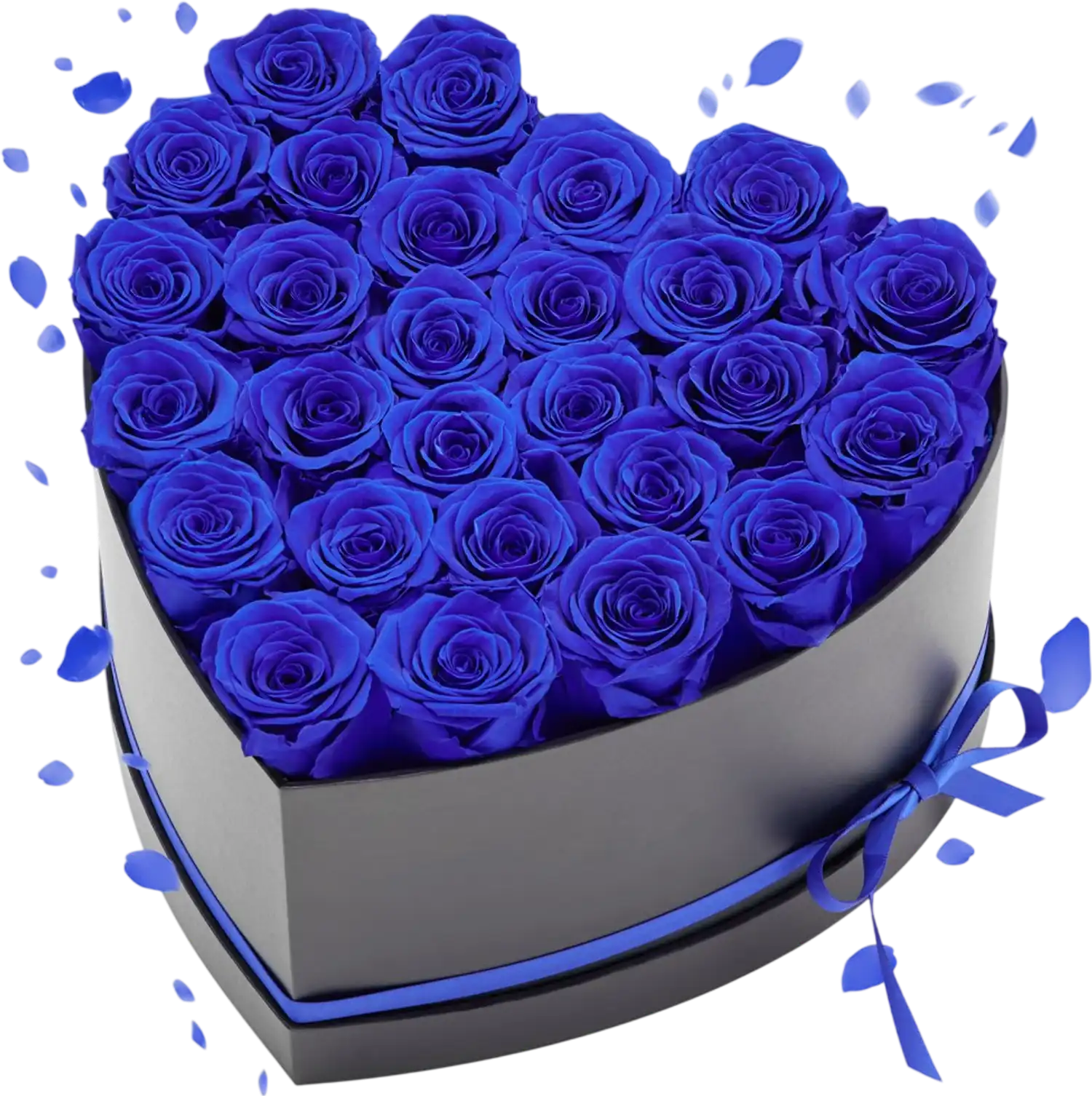 Vevor Preserved Roses 27-Rose Heart-Shaped Royal Blue Forever Flowers Gift Box New