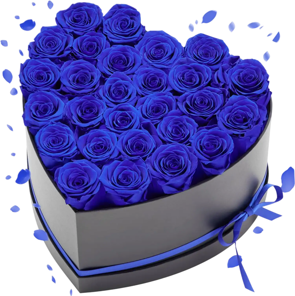 VEVOR Forever Flowers, 27 Preserved Roses in a Heart Shape Box, Eternal Flowers Immortal Bouquet Birthday Present for Women Her Wife Mothers, Anniversary, Valentine's Day,Christmas, Royal Blue