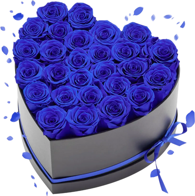 VEVOR Forever Flowers, 27 Preserved Roses in a Heart Shape Box, Eternal Flowers Immortal Bouquet Birthday Present for Women Her Wife Mothers, Anniversary, Valentine's Day,Christmas, Royal Blue