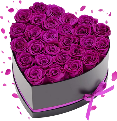 VEVOR Forever Flowers, 27 Preserved Roses in Heart Shape Box, Eternal Flowers Immortal Bouquet Birthday Present for Women Her Wife Mothers, Anniversary, Valentine's Day,Christmas, Purple