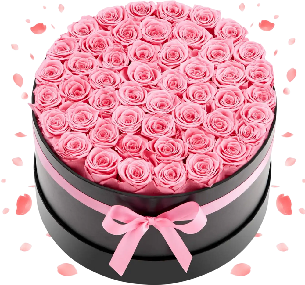 VEVOR Forever Flowers, 50 Preserved Roses in a Box, Eternal Flowers Immortal Bouquet Birthday Present for Delivery Prime Women Her Wife Mothers, Anniversary, Valentine's Day,Christmas, Sweet Pink