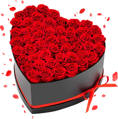 VEVOR Forever Flowers, 50 Preserved Roses in a Heart Shape Box, Eternal Flowers Immortal Bouquet Birthday Present for Delivery Prime Women Her Wife Mothers, Anniversary, Valentine's Day,Christmas, Red
