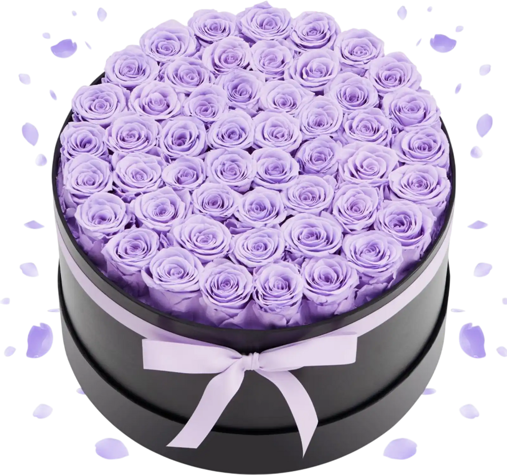 VEVOR Forever Flowers, 50 Preserved Roses in a Box, Eternal Flowers Immortal Bouquet Birthday Present for Women Her Wife Mothers, Anniversary, Valentine's Day,Christmas, Lavender Purple