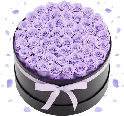 VEVOR Forever Flowers, 50 Preserved Roses in a Box, Eternal Flowers Immortal Bouquet Birthday Present for Women Her Wife Mothers, Anniversary, Valentine's Day,Christmas, Lavender Purple