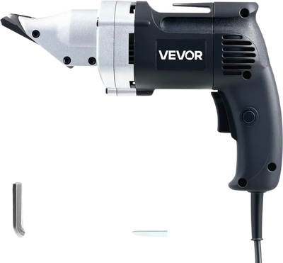 VEVOR Electric Metal Shear, 4.0-Amp Corded Sheet Metal Cutter with 360-Degree Swivel Head, Variable Speed, Continuous Cutting, Clean Cut for 18GA Galvanized Steel, 20 GA Stainless Steel, 2500 SPM