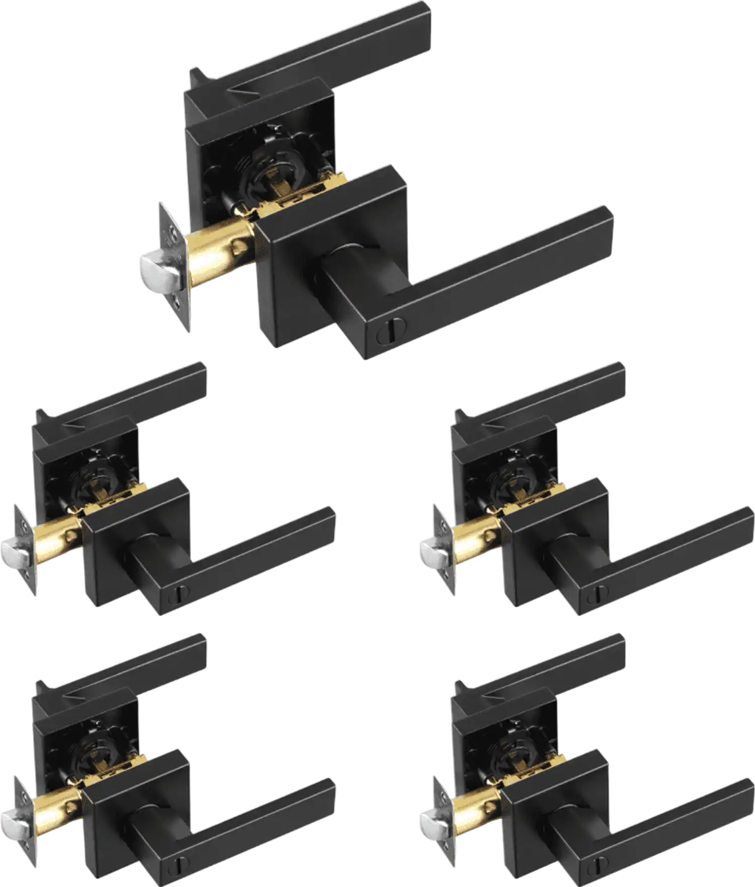 Vevor Privacy Door Handle 5-Pack Matte Black Reversible Lever Set New