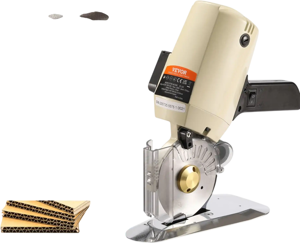VEVOR Fabric Cutter, 250W Electric Rotary Fabric Cutting Machine, 1.1" Cutting Thickness, Octagonal Knife, with Replacement Blade and Sharpening Stones, for Multi-Layer Cloth Fabric Leather