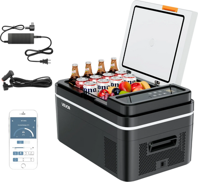 VEVOR Car Refrigerator, DC 12/24V AC100-240V Compressor Electric Cooler, -4°F to 68°F Car Fridge with APP Control, 23 QT Cars Freezer for RVs, Campsites, Boats, Camping, Fishing, 45W Portable Freezer