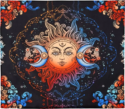 VEVOR Sun and Moon Tapestry, Psychedelic Mystic Floral Aesthetic Wall Tapestry, Vintage Wall Blanket for Home Decoration, Suitable for Bedroom, Living Room, Dorm (50.39 x 57.87 inches)
