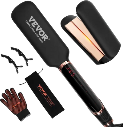 VEVOR Titanium Hair Straightener, 2-inch - Features Infrared, Negative Ions, Dual Voltage (110V/240V), LCD Screen & 11 Temperature Settings, Ideal for Salon, Home & Travel