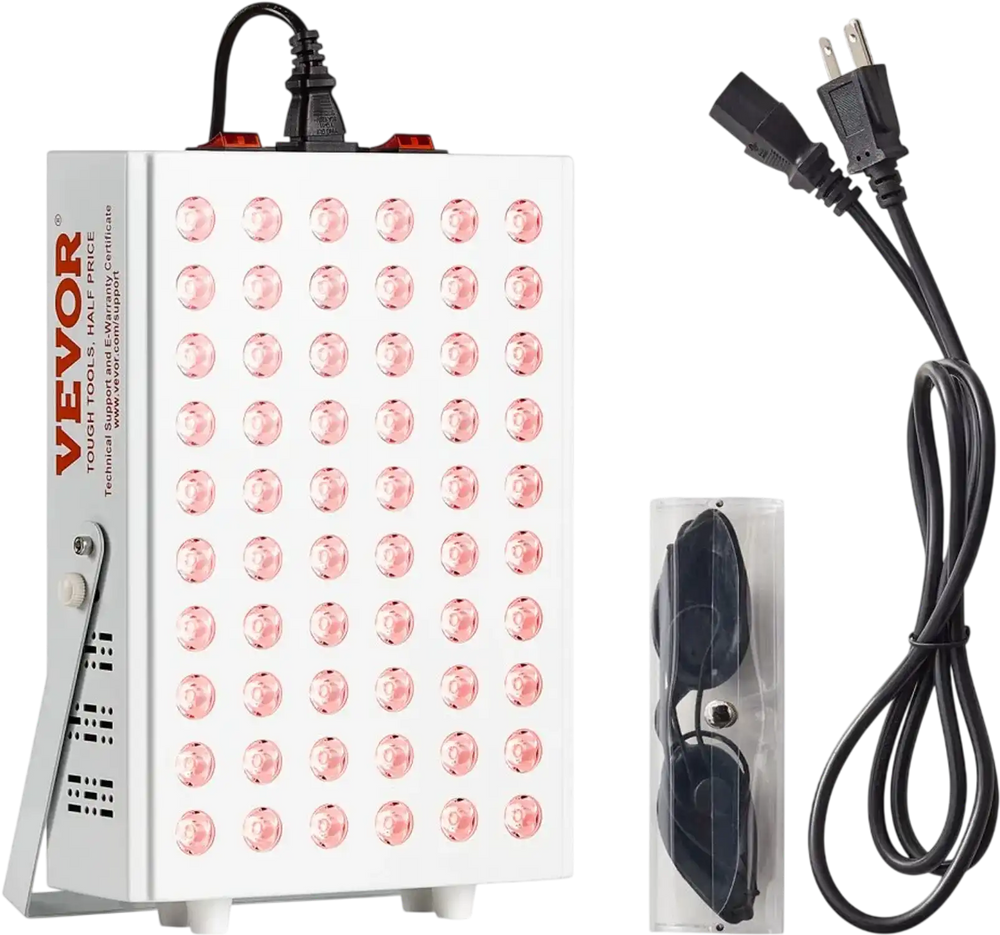 VEVOR Red Light Therapy for Body Face, 60 Dual-Chip LEDs, Red 660nm & Near Infrared 850nm Combo, High Power Red Light Therapy Panel for Recovery, Pain Relief, Wound Healing, Skin Health, 80W