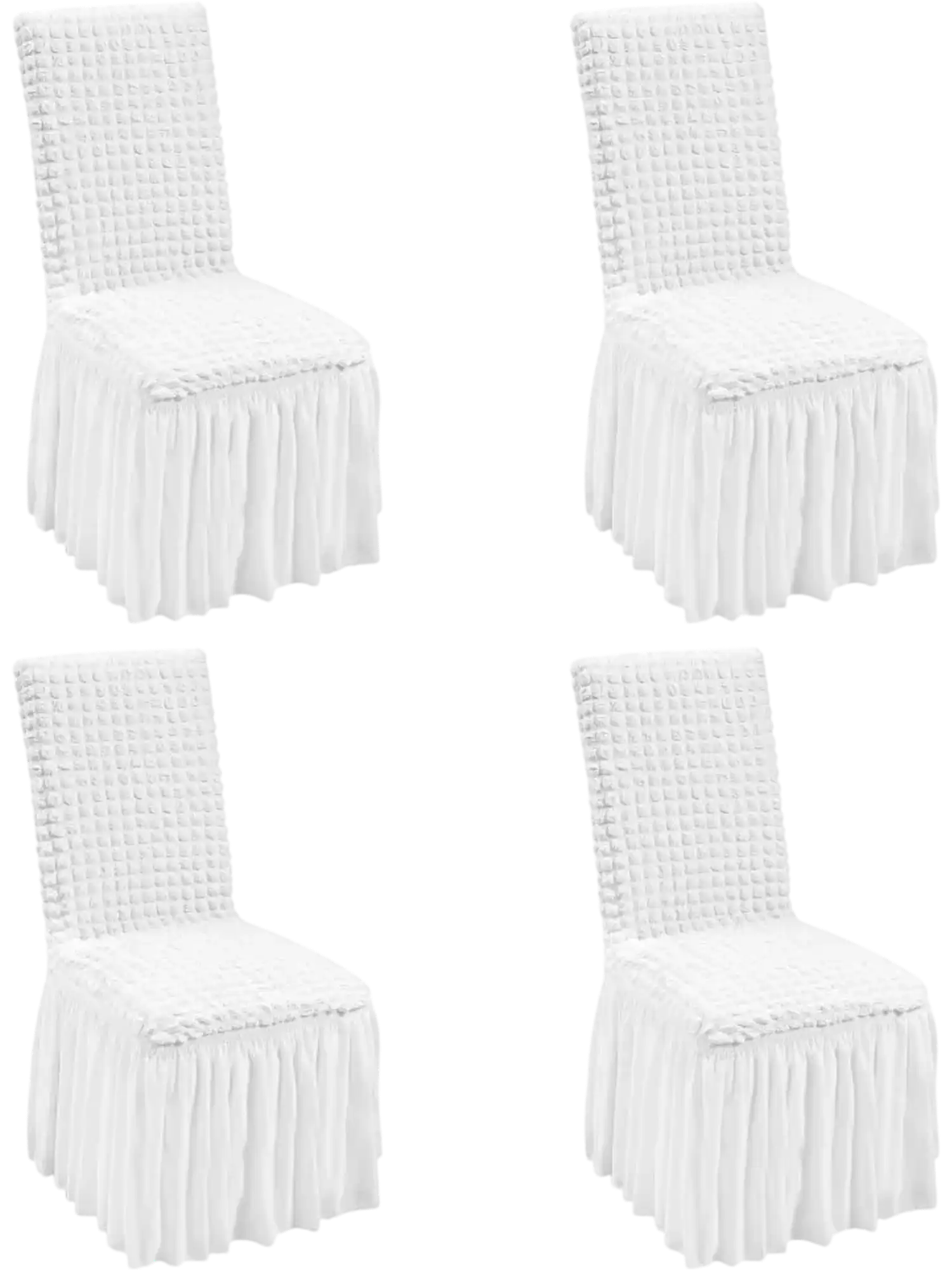 Vevor Chair Covers Stretch Spandex Banquet Chair Slipcovers with Skirt 4 Pc White New