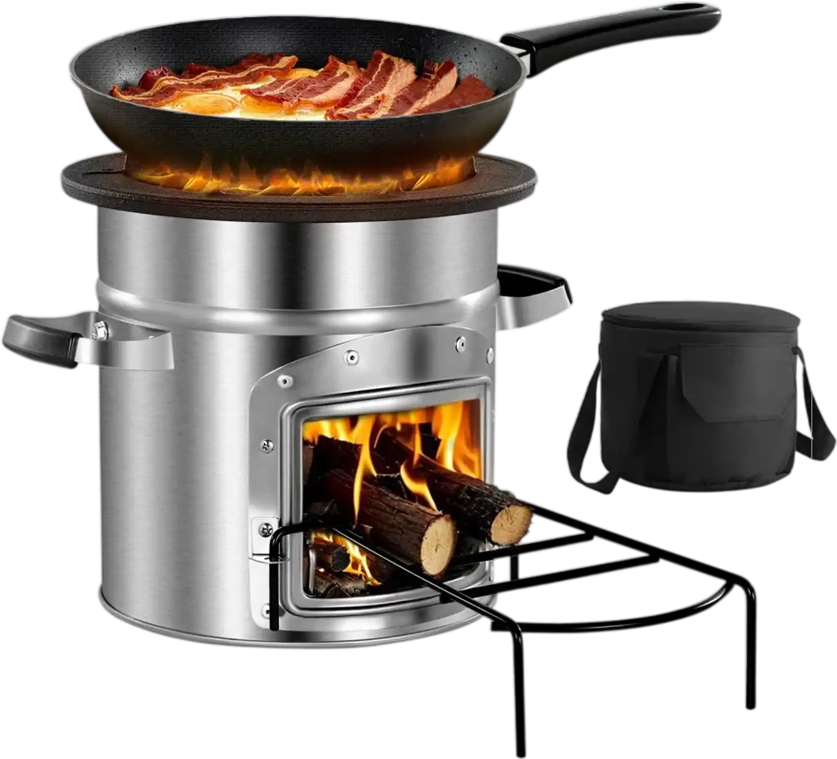 Vevor Rocket Stove Portable Wood Burning Camping Stove with Carrying Bag New
