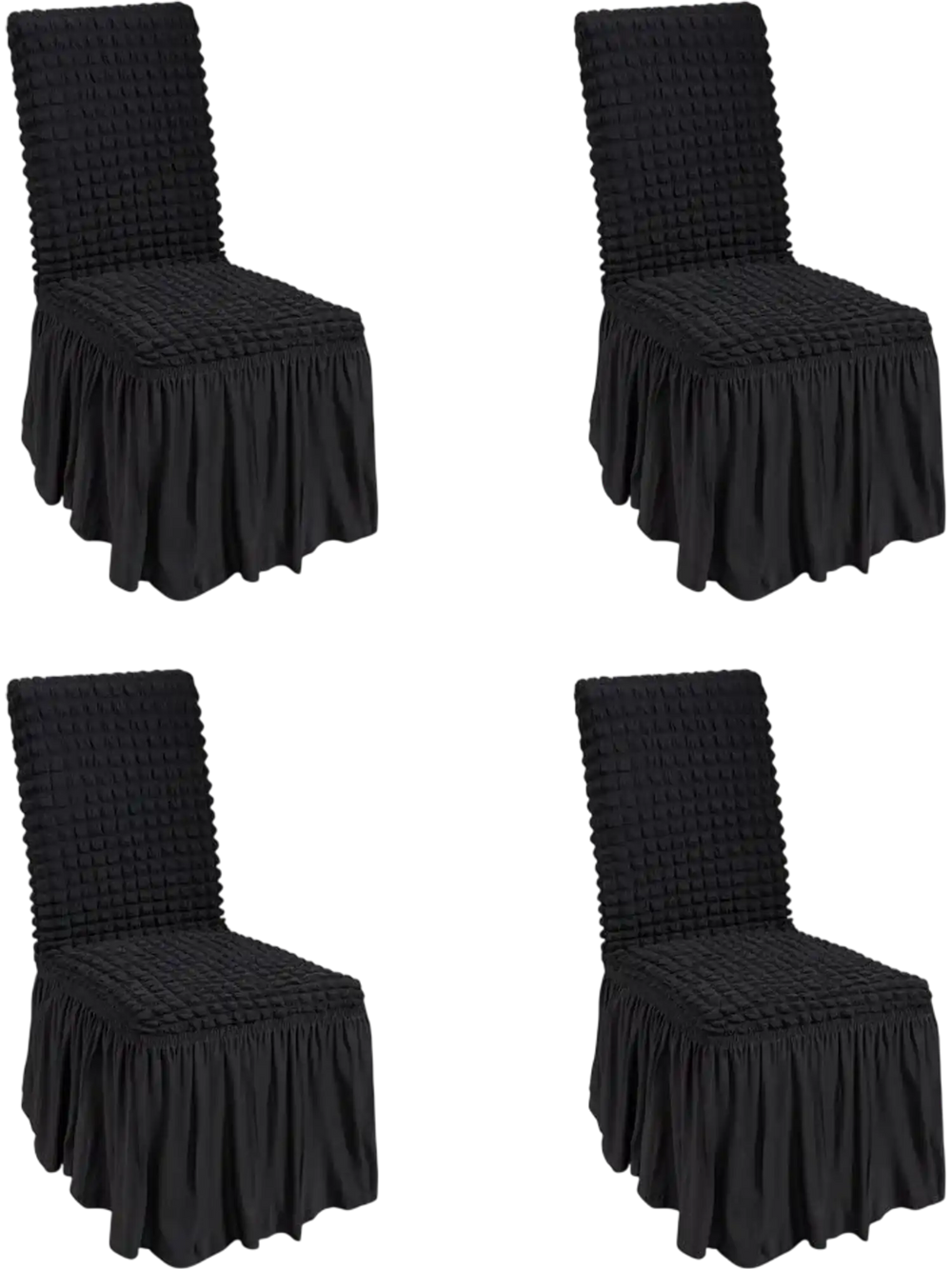VEVOR Stretch Spandex Folding Chair Covers, Universal Fitted Chair Cover with Skirt, Removable Washable Protective Slipcovers, for Wedding, Holiday, Banquet, Party, Celebration, Dining (4 PCS Black)