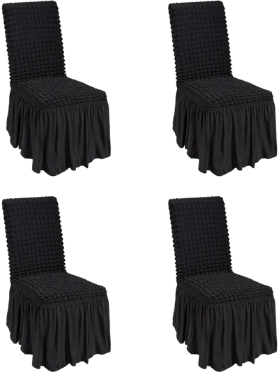Vevor Chair Covers Stretch Spandex Folding Chair Covers with Skirt 4-Pc Black New