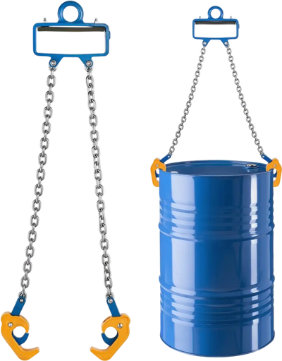 VEVOR Chain Drum Lifter, G80 Drum Lifting Chain Sling with Security Hook, 2200LBS Capacity, Drums Handling Equipment Fits for Crane Forklift, Carbon Steel Barrel Lifter for Plastic & Metal Drums