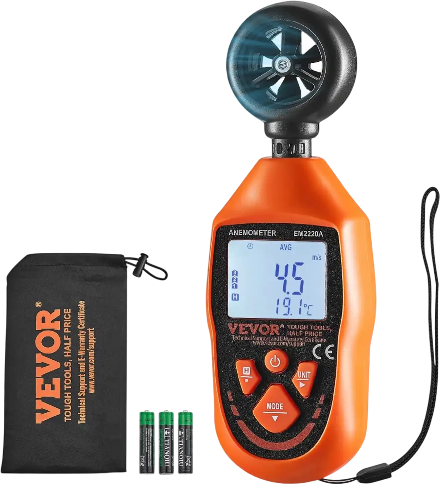 Vevor Anemometer Portable Handheld Wind Speed Meter with LED Backlit Display New