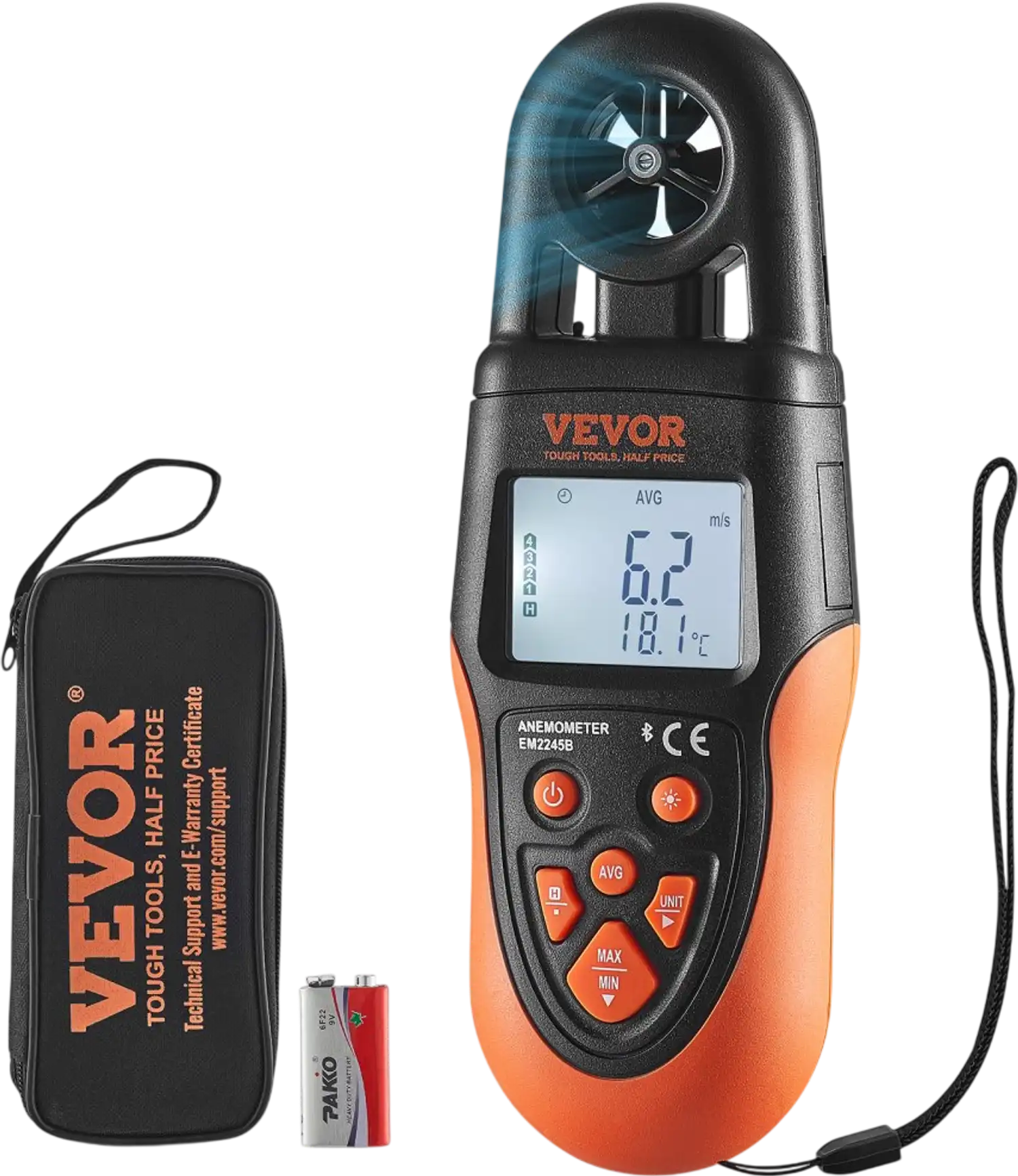 Vevor Anemometer Bluetooth Handheld Wind Speed Meter New