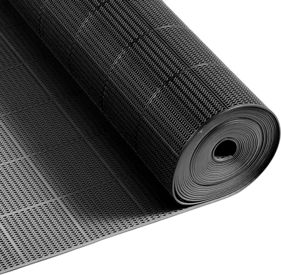 VEVOR Drainage Mat, 3 x 50 ft, PVC Non Slip Commercial Floor Mat, Wet Area Water Drain Splash Matting Hollow Doormat Roll, for Outdoor Indoor Restaurant Swimming Pool Patio Bathroom Washroom, Black