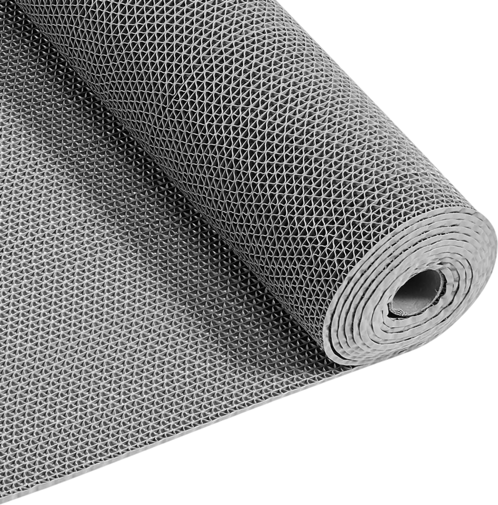VEVOR Drainage Mat, 3 x 16.4 ft, PVC Non Slip Commercial Floor Mat, Wet Area Water Drain Splash Matting Hollow Doormat Roll, for Outdoor Indoor Restaurant Swimming Pool Patio Bathroom Washroom, Gray
