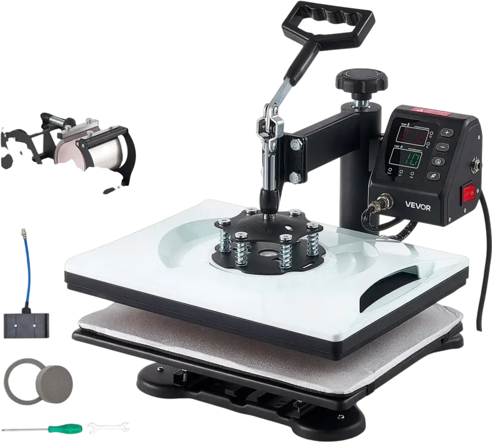 VEVOR Heat Press Machine 12 x 15 in 5-in-1 Combo Sublimation Press Machine, Heat Up Fast and Even, Digital Precise Time and Temp Control, Multi-Function, for T-Shirts, Mugs, Tumblers, Caps, Plates