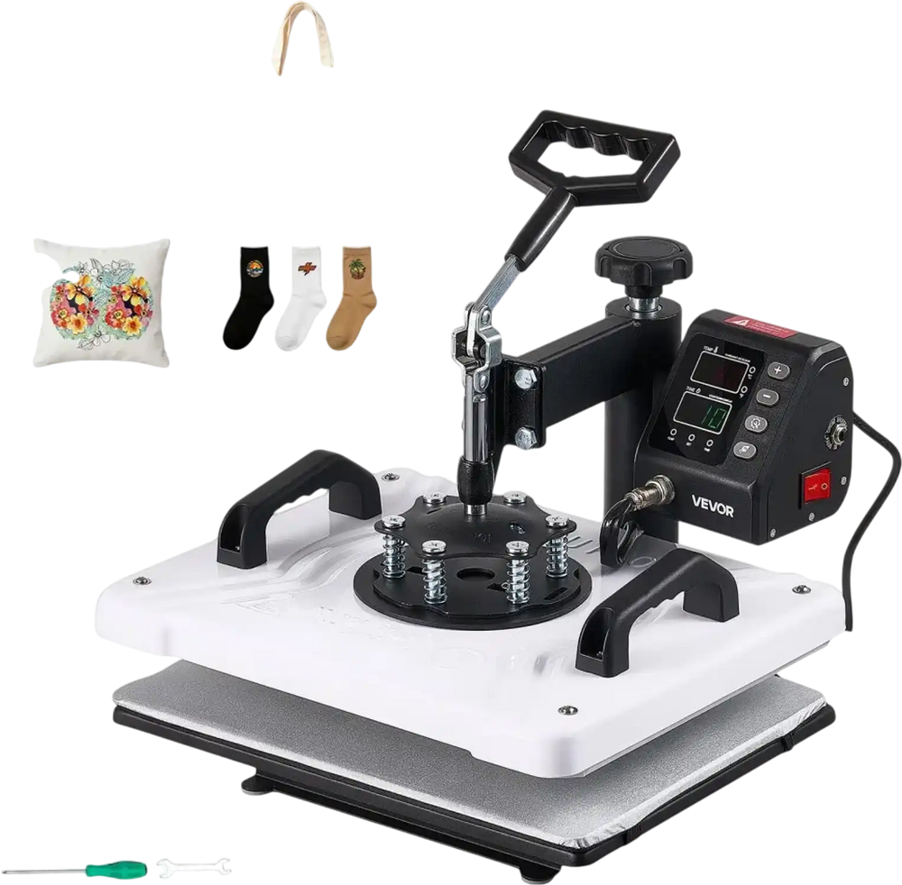 VEVOR Heat Press Machine 12 x 15 in Sublimation Press Machine Swing Away, Heat Up Fast and Even, Digital Precise Time and Temperature Control, for T-Shirts, Canvas Tote Bags, Pillowcases, Socks