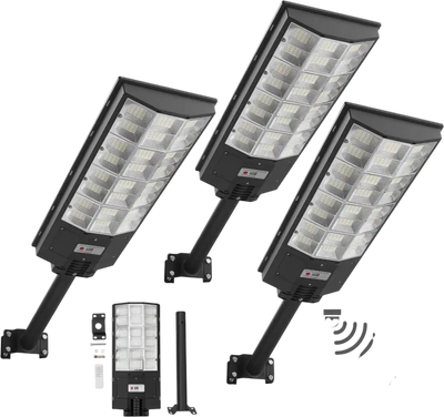 Vevor Solar Street Light 8000W 450000LM Dusk to Dawn Motion Sensor IP65 Outdoor Security Lamp 3-Pack New