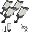 VEVOR 4 Pack 500W Solar Street Lights Outdoor, 50000LM, Commercial Parking Lot Lights Dusk to Dawn, LED Flood Security Lamp with Motion Sensor, IP65 Waterproof Outdoor Lighting, for Driveway Yard