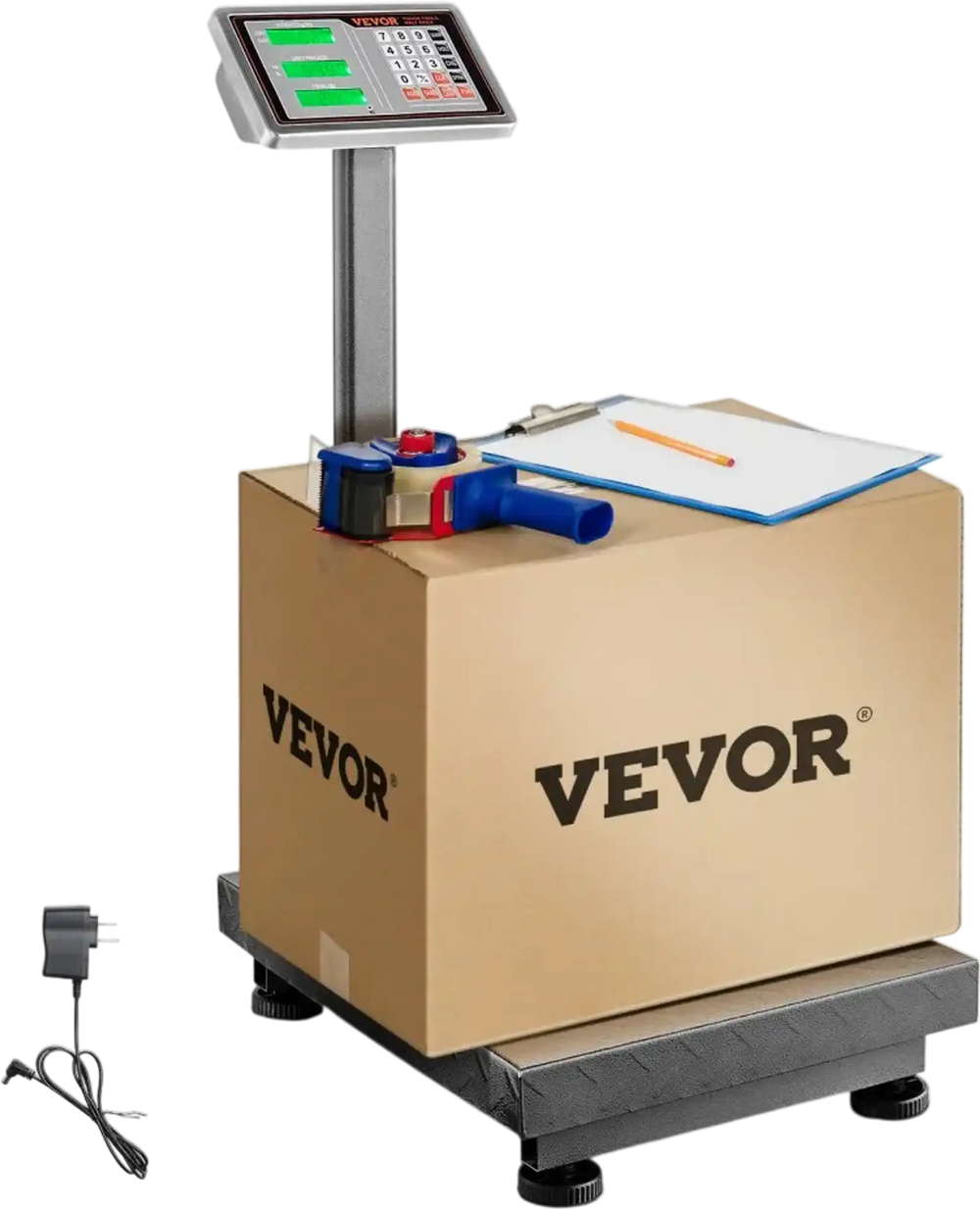 VEVOR Computing Digital Platform Scale, 660 lbs Load, 0.1 lbs Accuracy Computing Floor Scale with LB/KG, Tare, Price Calculator, Stainless Steel High-Definition Display for Boxes, Luggages, FCC Listed
