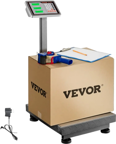 VEVOR Computing Digital Platform Scale, 660 lbs Load, 0.1 lbs Accuracy Computing Floor Scale with LB/KG, Tare, Price Calculator, Stainless Steel High-Definition Display for Boxes, Luggages, FCC Listed