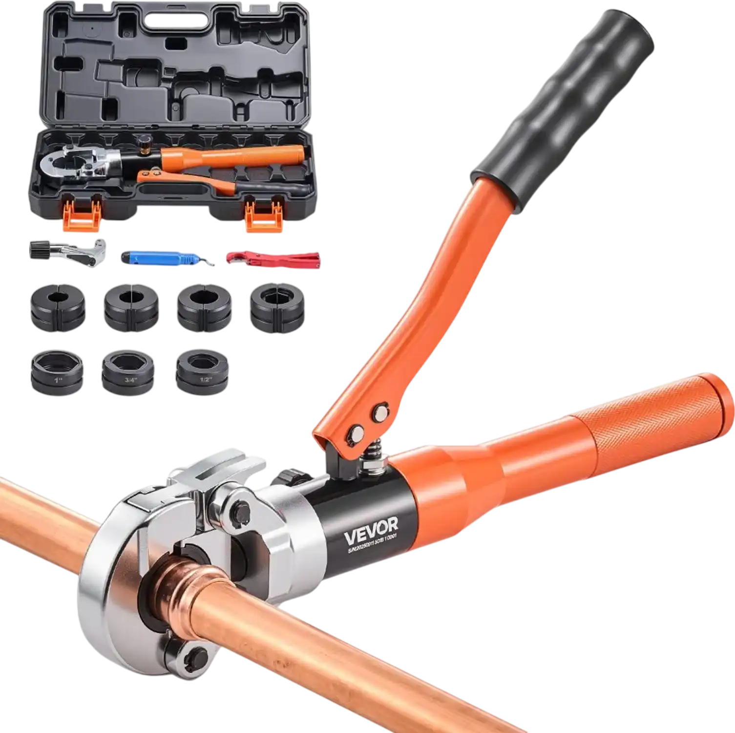 Vevor Crimping Tool Hydraulic Copper Pipe Press Tool with 8 Jaws Carrying Case New