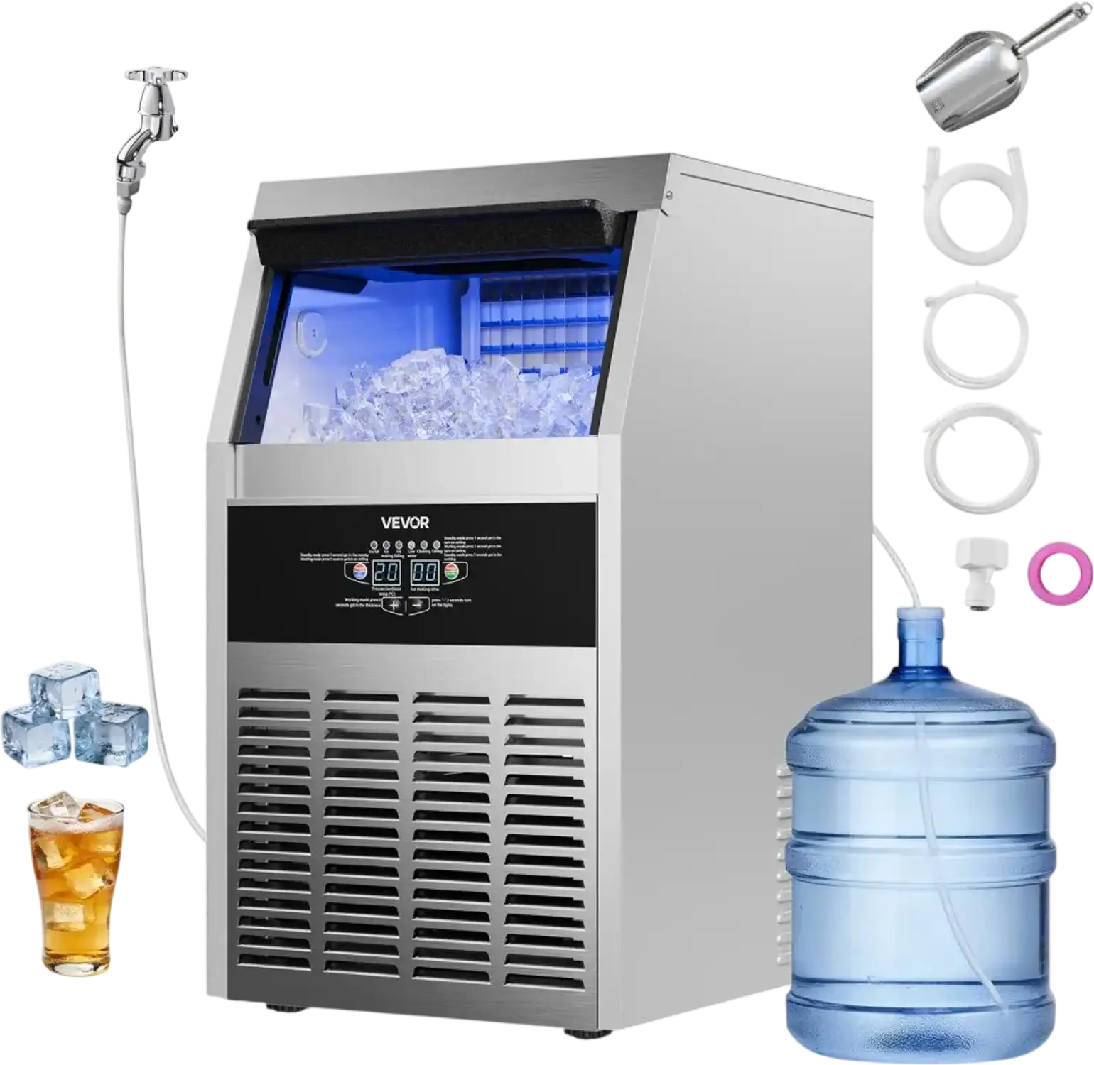 Vevor Ice Maker Commercial Under Counter 150 lbs/24h 30 lbs Bin New