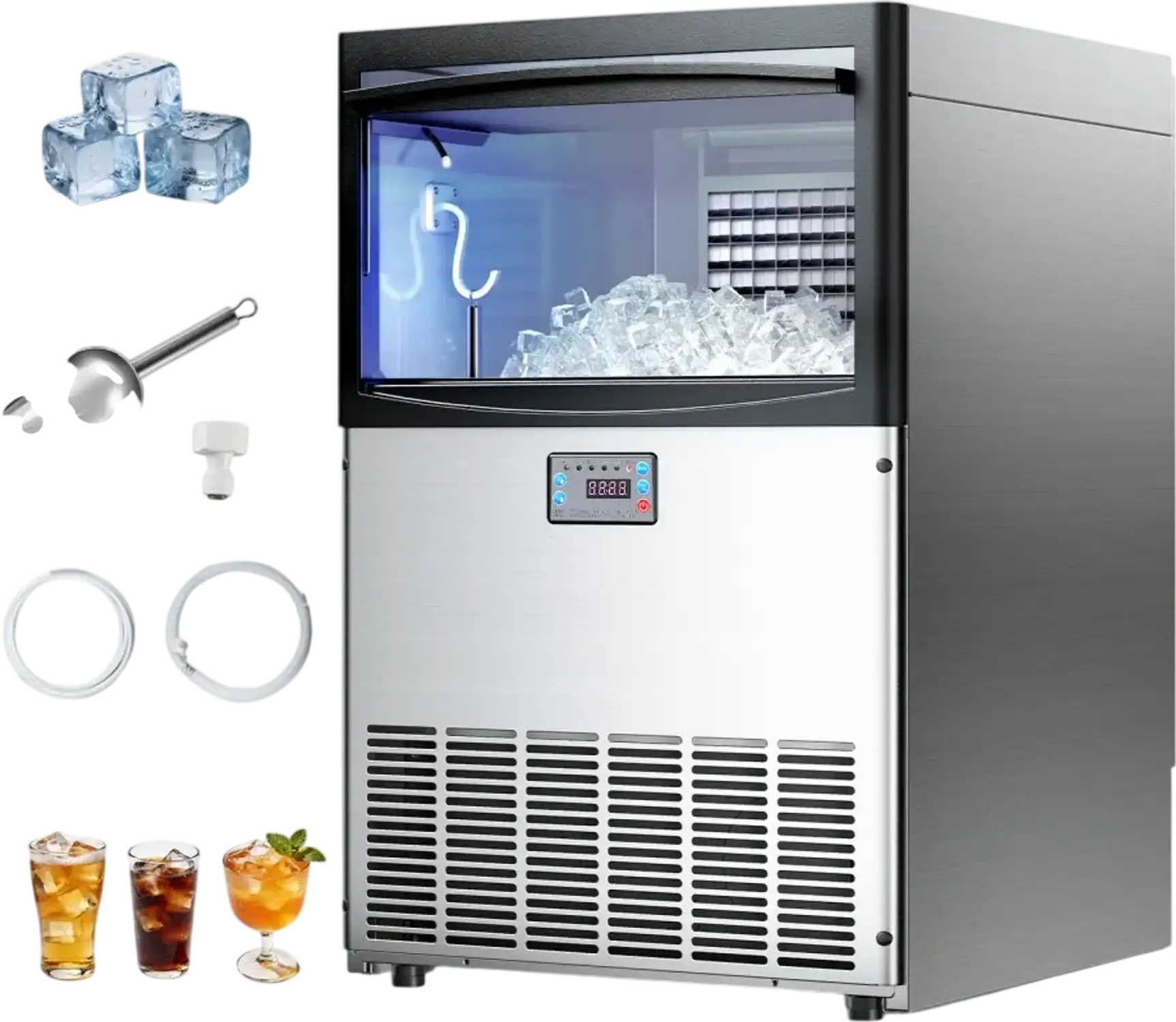Vevor Ice Maker Commercial Freestanding 200 lbs/24h 50 lbs Storage Capacity New