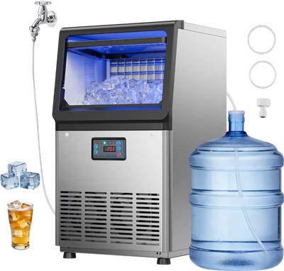 Vevor Ice Maker Commercial 90 lbs/24h Stainless Steel Countertop Freestanding Under Counter New