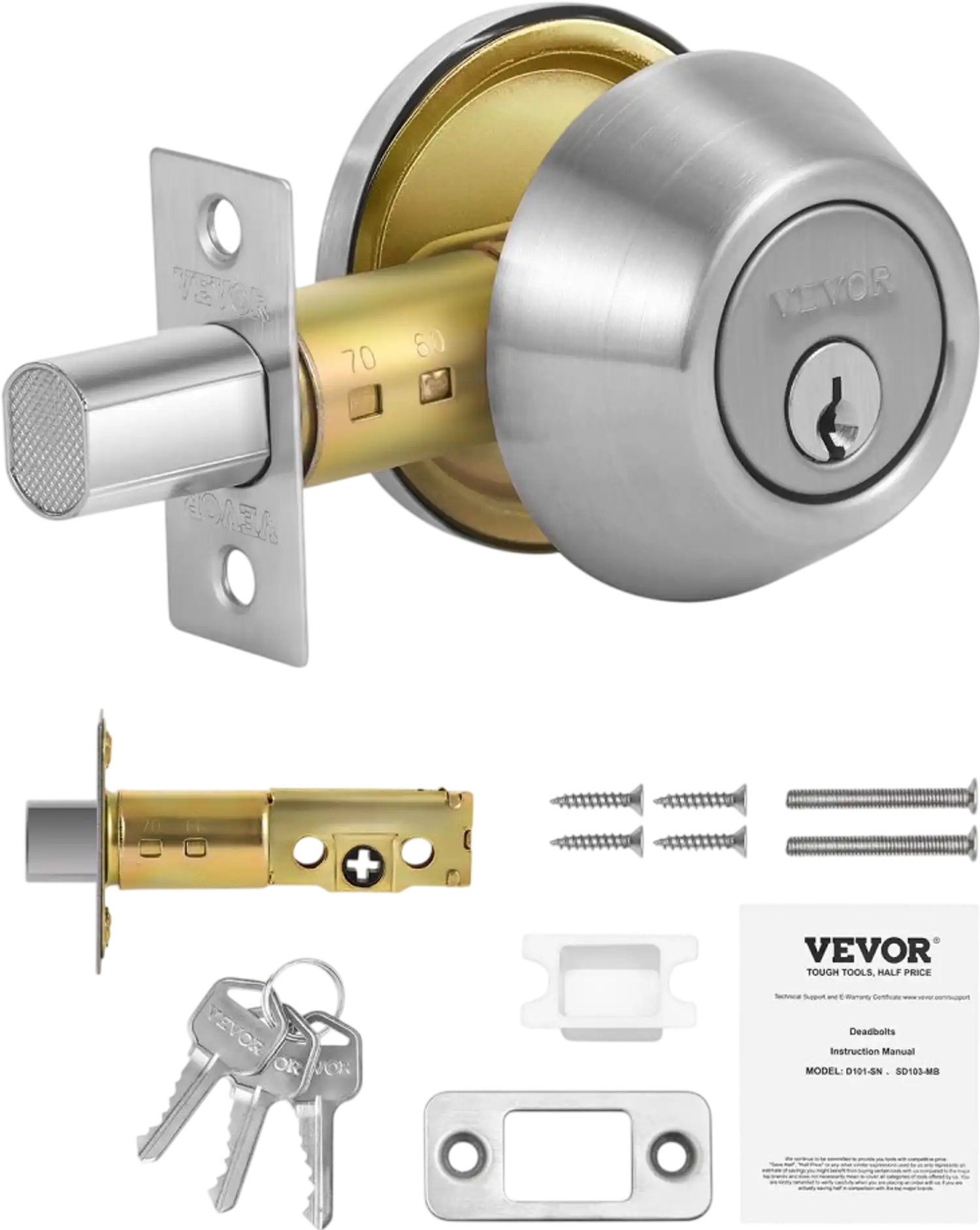Vevor Deadbolt Lock Single Cylinder Satin Nickel New