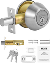 VEVOR Deadbolt Lock, Round Single Cylinder Dead Bolt, Keyed 1 Side, Fits Standard Size Interior and Exterior Doors, Full Metal, with 3 Keys, for Front Entry Door Residential Security, Satin Nickel