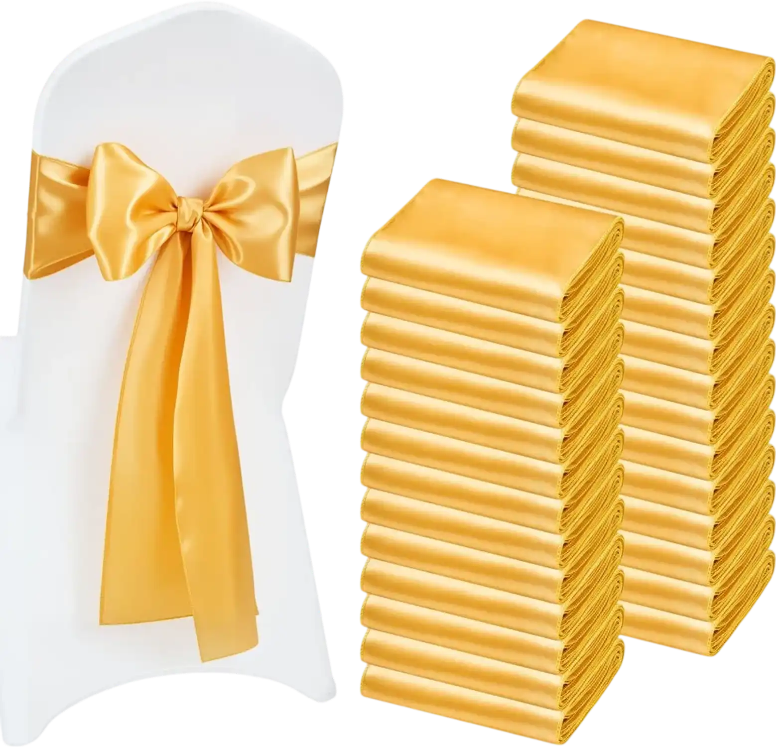 Vevor Chair Sashes Satin Wedding Chair Bows 100-Piece Gold 7
