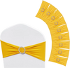 VEVOR Stretch Spandex Chair Sashes, Chair Slipcover and Stretch Chair Sash with Round Buckle, Elastic Chair Bands, Fitting Wedding, Holiday, Banquet, Party Chair Decoration (50 PCS Golden Yellow)