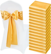 VEVOR Satin Chair Sashes Bows, 50PCS Chair Ribbon Ties Back Sash, 7 x 108 inch, Gold Wedding Reception Decoration, for Wedding Ceremony Baby Shower Party Events Banquet Chair Cover Decoration