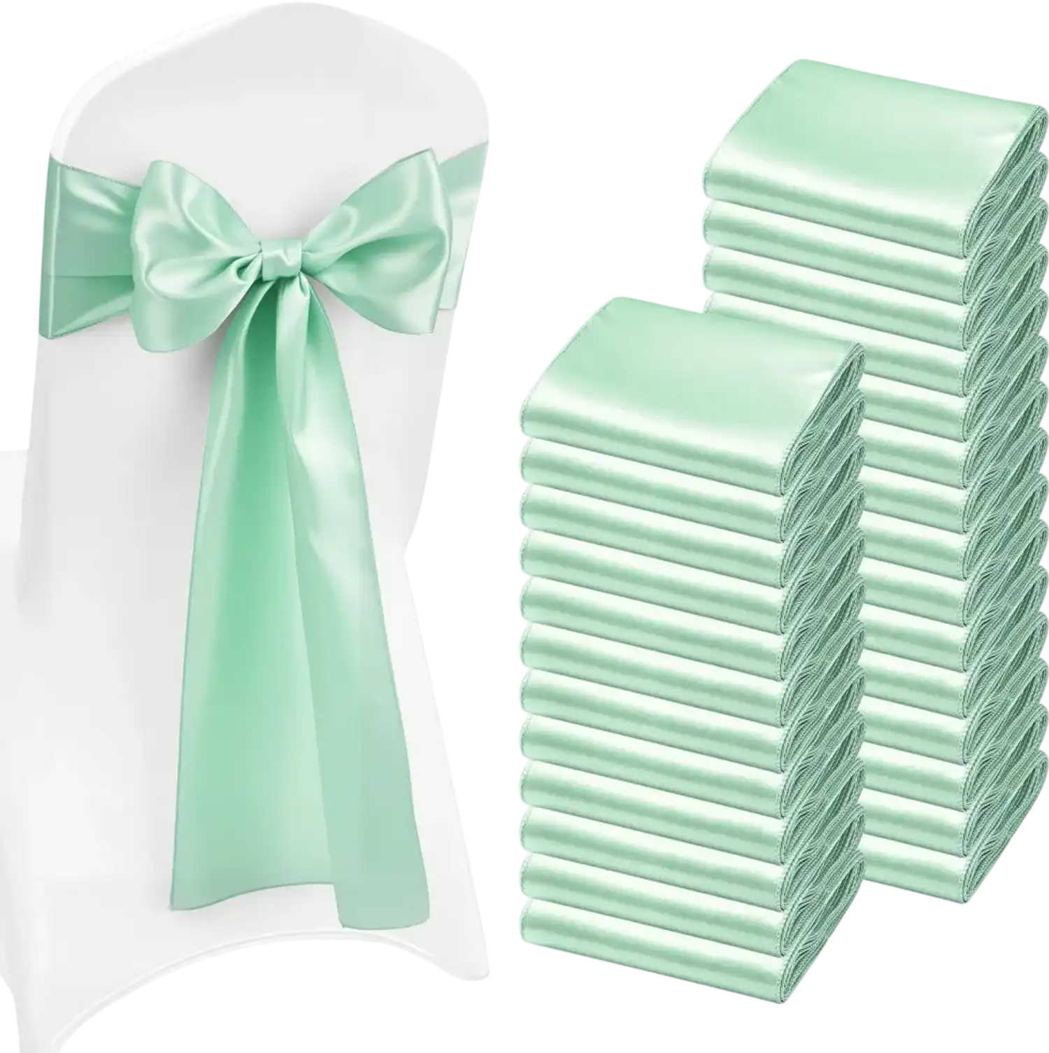 Vevor Chair Sashes Satin Light Green 100-Piece 7