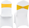 VEVOR Stretch Spandex Folding Chair Covers, Universal Fitted Chair Cover with Chair Sashes, Removable Washable Protective Slipcovers, for Wedding, Holiday, Banquet, Party, Dining (50 Set Gold & White)