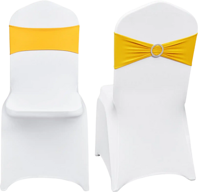 Vevor Chair Covers Stretch Spandex Folding Slipcovers with Chair Sashes 50-Piece Gold & White Set New