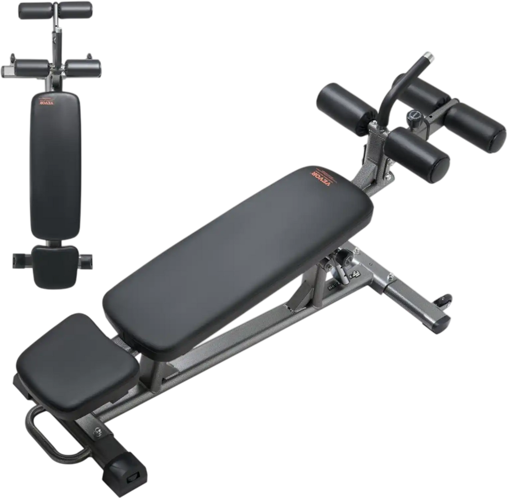 VEVOR Sit Up Bench, Decline Ab Bench with Reverse Crunch Handle, with 4 Adjustable Height Settings, Heavy Duty Steel, 1000 Lbs Capacity, for Home Gym Workouts, Strength Training, Full Body Muscles