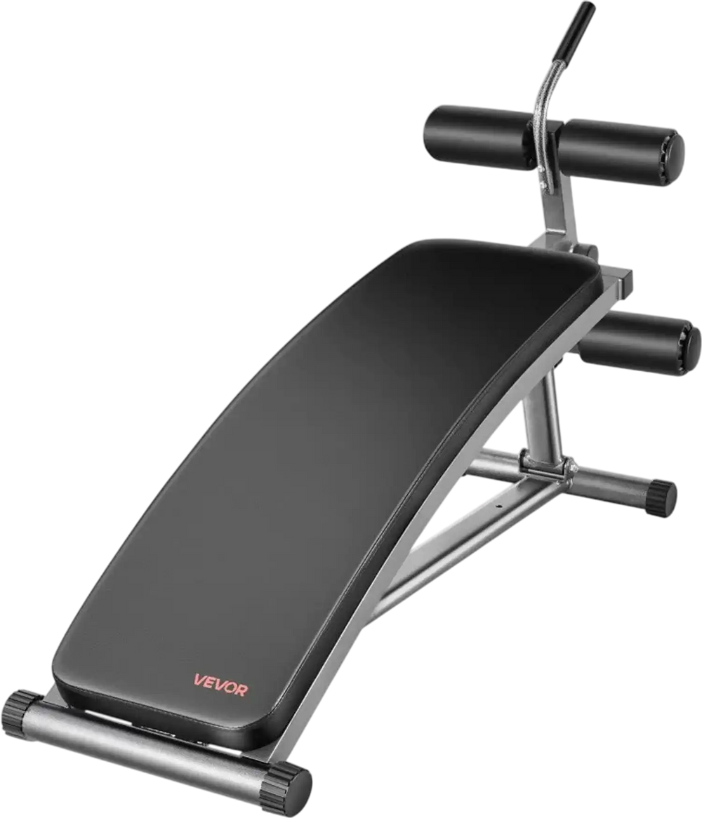 VEVOR Sit Up Bench, Curved Decline Ab Bench with Reverse Crunch Handle, with 6 Adjustable Height Setting, Heavy Duty Steel, 600 Lbs Capacity for Home Gym Workouts, Strength Training, Full Body Muscles