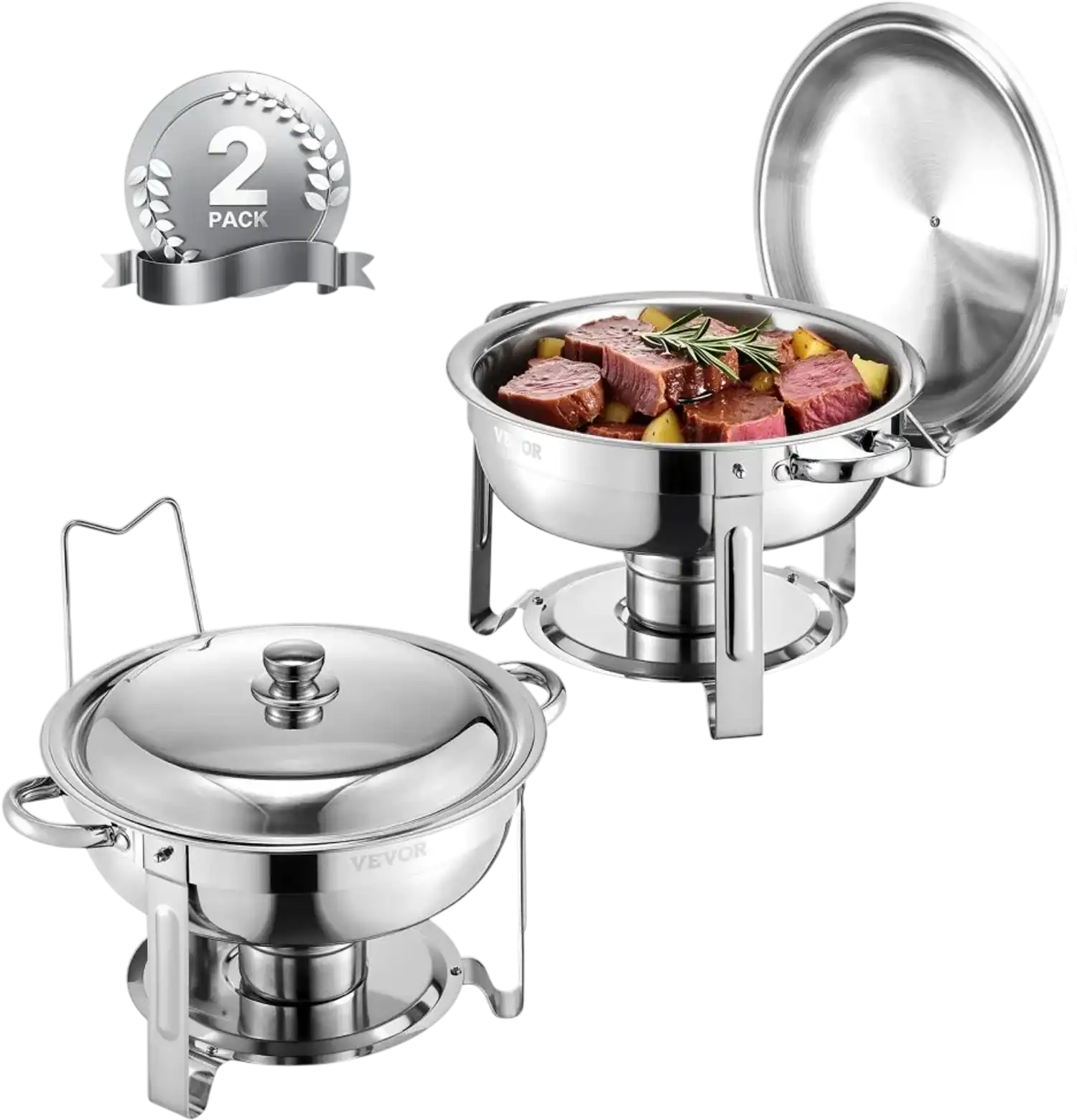 Vevor Chafing Dish Buffet Set 5 Qt 2-Pack Stainless Steel Silver New