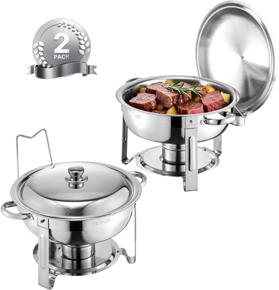 Vevor Chafing Dish Buffet Set 5 Qt 2-Pack Stainless Steel Silver New